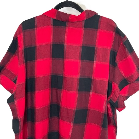 VICTORIA’S SECRET Buffalo Plaid Short-Sleeve Flannel Button Down, XXL - Picture 7 of 11